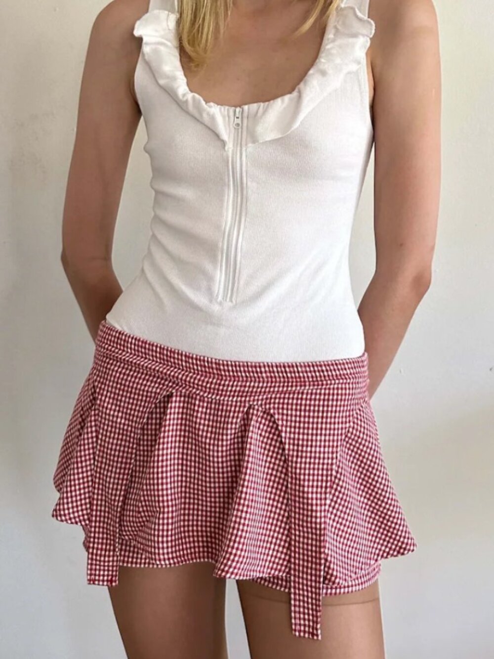 Blondita Red Gingham Garter Skort